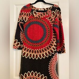 Aryeh gorgeous red printed sweater dress. Size medium.